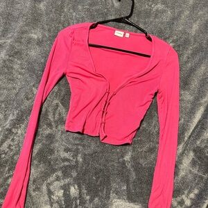 Hot pink crop cardigan